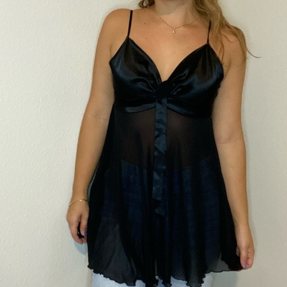 Vintage Victoria’s Secret Rose Front Sheer Babydoll Top - Picture 4 of 6